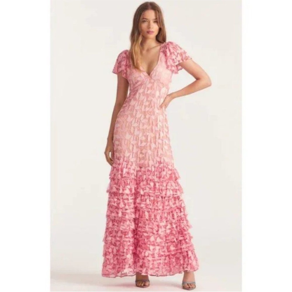 NWT LoveShackFancy Kamber Pink Floral Maxi Dress Gown